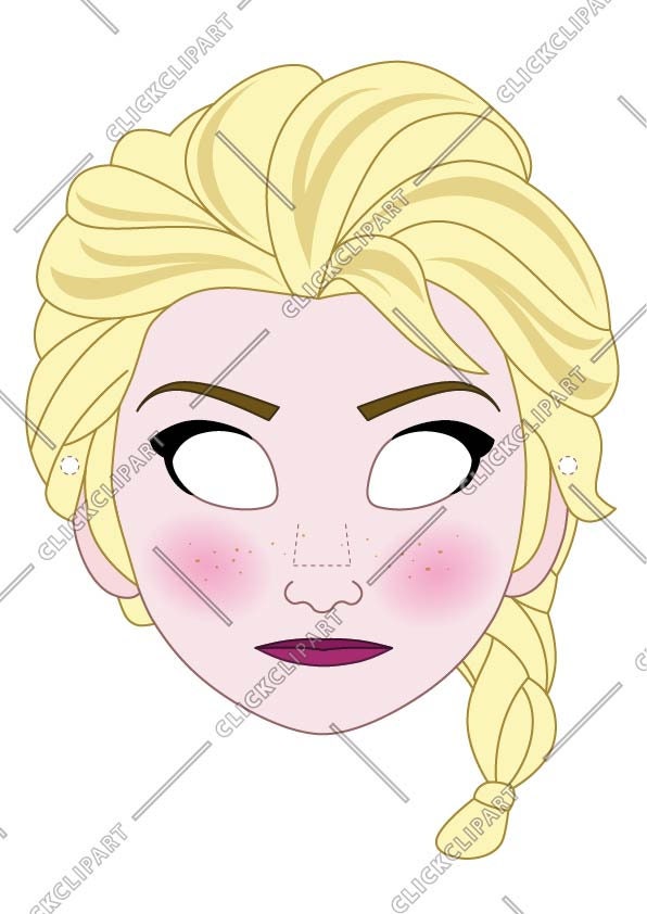 Princess Elsa, Birthday Party, Digital Paper Face Mask, SVG, Files for ...