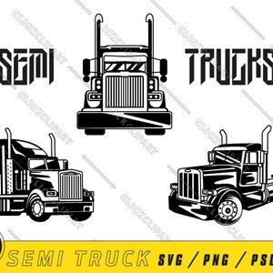 Semi Caminhão SVG | Grande Caminhão PNG | Clipart de caminhão | Silhueta | Arte vetorial | Arquivos de corte | Logotipo de desenho animado