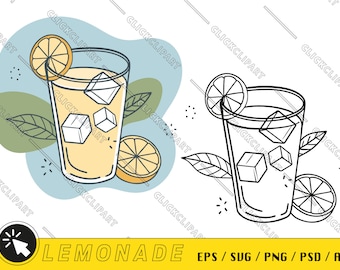 Iced Lemonade SVG | Summer Drink Clipart, Cut Files (Digital Download)