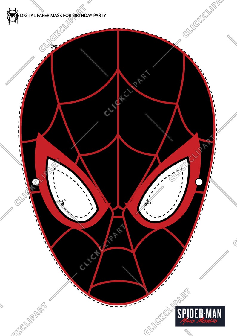 Download Spider Man Face Mask Birthday Party Digital Paper Mask SVG | Etsy