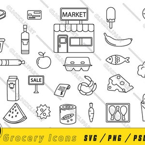 Lebensmittel-Clipart | Lebensmittelartikel | Essen SVG | Essen PNG | Süße Lebensmittel | Gekritzel-Icons | SVG-Dateien | Strichzeichnungen