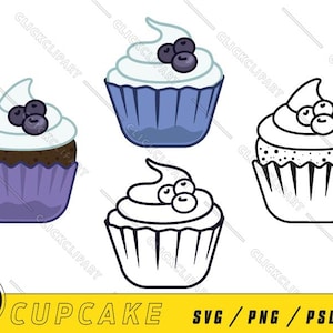 Cupcake SVG | Cupcake PNG | Cupcake Clipart | Cuisson | Boulangerie | Gâteau | Anniversaire | Silhouette Svg | Couper le fichier | Dessin