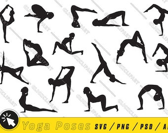 Pose de yoga SVG | Clipart Yoga | Yoga PNG | Décoration murale de yoga | Clipart de remise en forme | Svg de méditation | Ensemble SVG