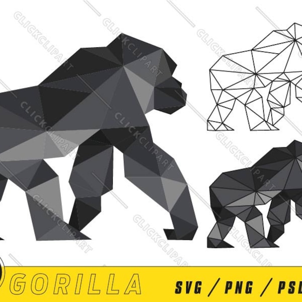 Gorilla SVG l Monkey PNG | Geometric Wall Art | Printable Wall Art | Geometric Art Print | Clipart | Tshirt Designs | Svg Files for Cricut