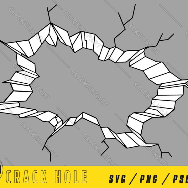 Smash SVG | Explosion Svg | Sticker mural | Mur brisé SVG | Fissuré | Clipart | Art mural imprimable | Silhouette | Fichiers SVG pour Cricut