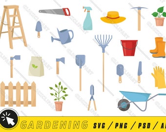 Gardening Tools Clipart | Garden Vector Art (SVG, PNG, PSD, Ai)