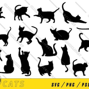 Cat Silhouette SVG | Cat SVG | Cat Clipart | Black Cat Svg | Cat Png | Animal Svg | Silhouette Bundle | Cut Files | Svg Files for Cricut