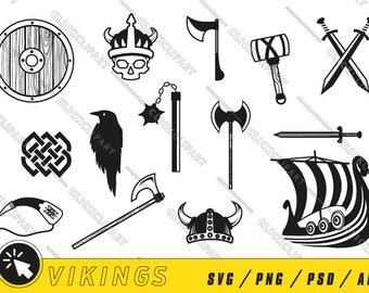 Viking Clipart SVG | Axe, Helmet, Ship (Digital Download)