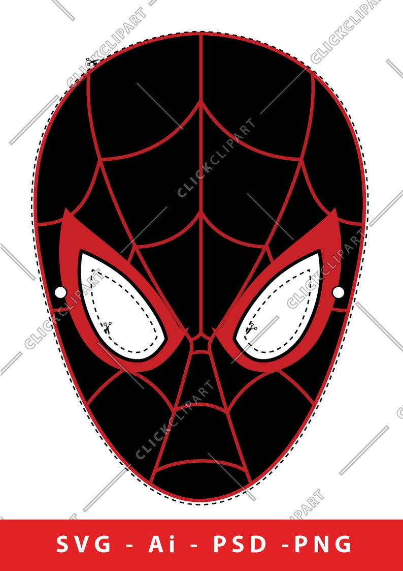 Download Spider Man Face Mask Birthday Party Digital Paper Mask SVG ...