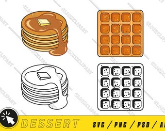 Pancakes SVG | Waffle PNG | Bakery Clipart | Breakfast | Dessert | Food | Cut Files | Cartoon Logo | Vector Files | Svg Files for Cricut