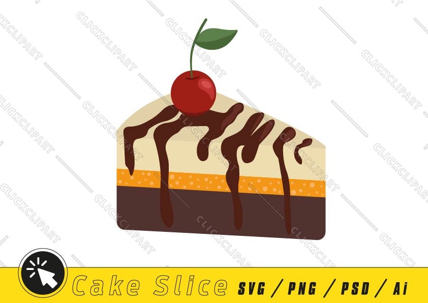 Happy birthday slice cake with candle celebration party cartoon • wall  stickers isolated, happiness, element | myloview.com