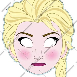 Princess Elsa, Birthday Party, Digital Paper Face Mask, SVG, Files for ...
