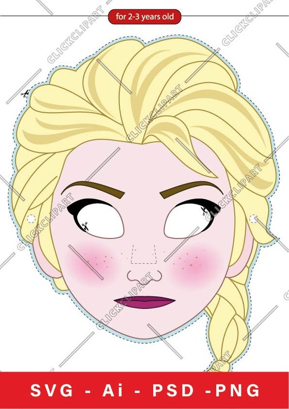 Princess Elsa Birthday Party Digital Paper Face Mask SVG | Etsy