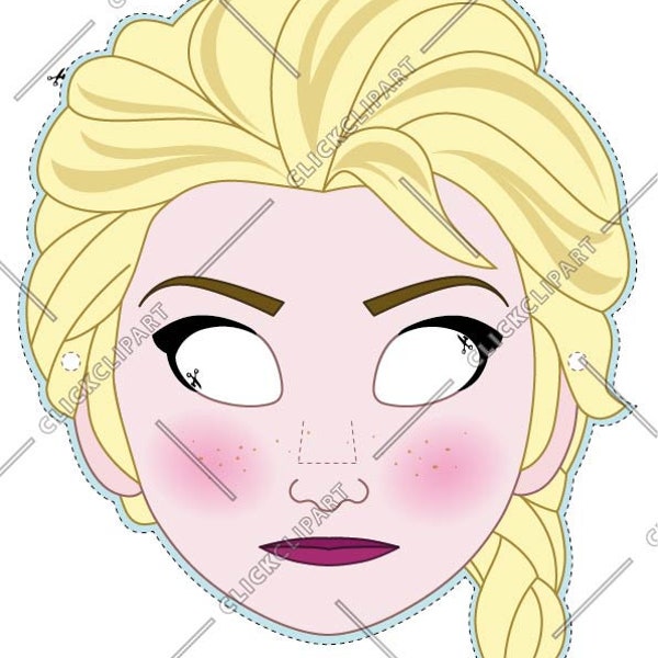 Princess Elsa, Birthday Party, Digital Paper Face Mask, SVG, files for cricut