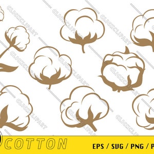 Cotone SVG | Cotton Boll PNG | Clipart di cotone | Pianta di cotone | Fiore | Linea Arte | Sagoma | Pacchetto Svg | Taglia file