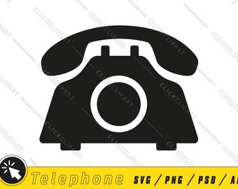 Telefoon SVG | Telefoon PNG | Telefoon Clipart | Retro vintage telefoon | Icoon | Silhouet Svg | Bestand knippen | SVG-bestand