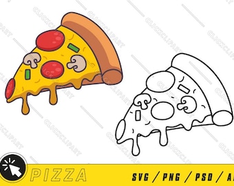 Pizza SVG | Pizza Slice PNG | Pizza Clipart | Line Art | Fast Food | SVG Files | Cut Files | Business Cartoon Logo | Svg Files for Cricut