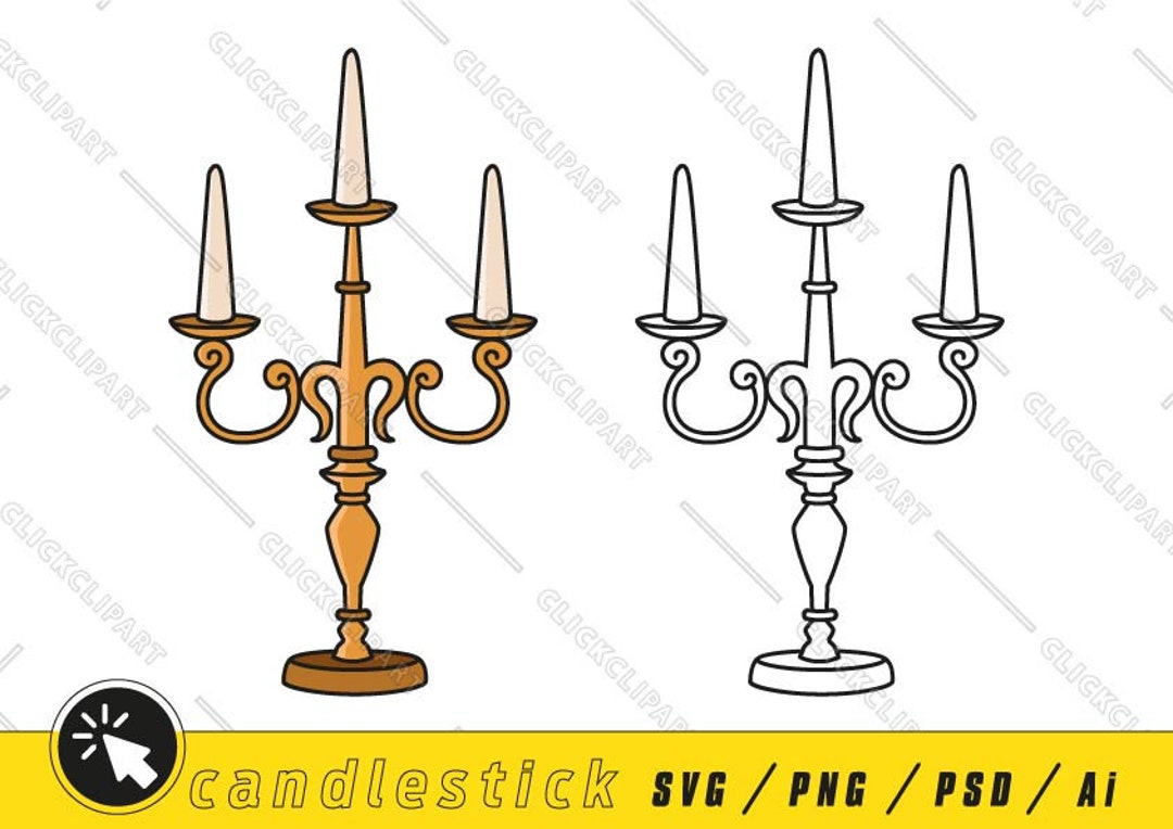 Candle SVG Candle Holder SVG Candlestick Holder Retro Candle Holder