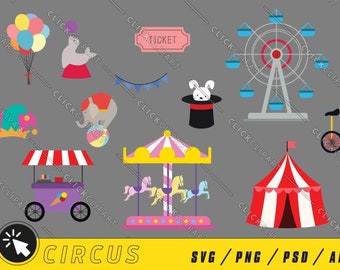 Circus SVG | Circus Clipart | Carnival Theme Party | Svg Bundle | Carousel SVG | Dumbo SVG | Carnival Png | Elephant Svg | Svg for Cricut