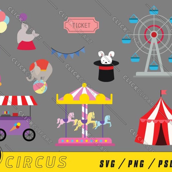 Circus SVG | Circus Clipart | Carnival Theme Party | Svg Bundle | Carousel SVG | Dumbo SVG | Carnival Png | Elephant Svg | Svg for Cricut