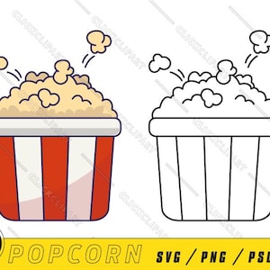 Popcorn SVG | Popcorn Box SVG | Popcorn Bucket Clipart | Popcorn Bowl | Cut Files | Movie Svg | Fast Food PNG | Svg Files for Cricut