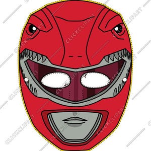 Power Ranger Red, Festa de Aniversário, Máscara de Papel Digital, SVG, arquivos para cricut