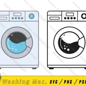 Washing Machine SVG Vector | Laundry Cut Files | Housekeeping Cartoon | Icon Emblem | Housewife Line Art Logo | Clip Art files for Cricut