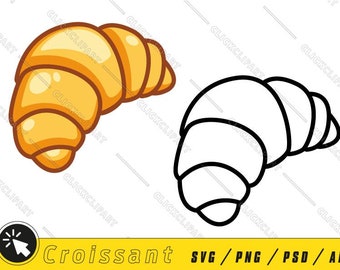 Croissant SVG | Croissant PNG | Bakery Clipart | Line Art | Food | SVG Files | Cut Files | Business Cartoon Logo | Svg Files for Cricut