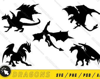 Dragon Silhouette SVG Bundle | Cut File for Cricut