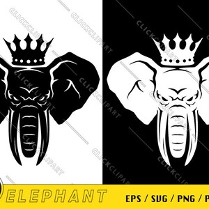 Éléphant SVG | Éléphant PNG | Clipart animaux | roi éléphant | Animaux de safari | Animaux du zoo | Amoureux des animaux | couronne d'un roi