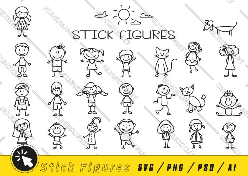 Stick Figure Family Of 5 People