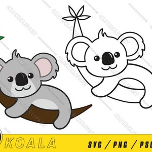 Koala mignon SVG | Clipart Koala | Koala PNG | Ours Koala Svg | Mascotte Svg | Animaux du zoo | Svg amoureux des animaux | Clipart Kawaii