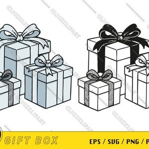 Gift Box SVG | Gift Boxes Clipart | Birthday Present | Christmas Present | Present SVG | Clip Art | Logo | Line Art | Svg Files for Cricut
