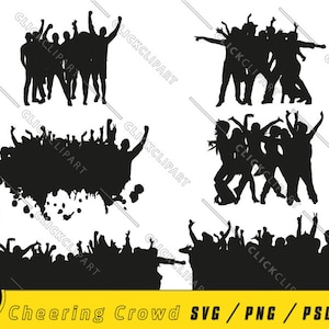 歓声を上げる群衆 SVG | 人々を応援 | 写真 コンサート | 音楽祭 | シルエットバンドル | SVG バンドル | ファイルをカット | クリップアート | Cricut の SVG ファイル