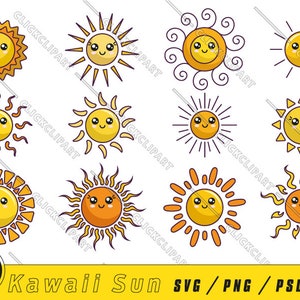 Kawaii Sonnen SVG | Sonne-Clipart | Sonne Png | Wetter | Nettes Kawaii | Sonnenschein | kawaii | Emoticons | Aufkleber | Cartoon-Logo