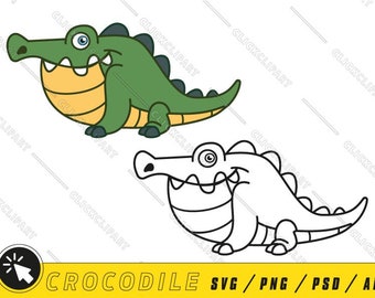 Cute Crocodile SVG | Kawaii Alligator Clipart (Digital Files)