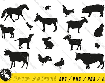SVG animaux de ferme | Animaux de la ferme | Lot de silhouettes | Fichiers SVG | Couper des fichiers | Clipart | Clipart | SVG pour Cricut
