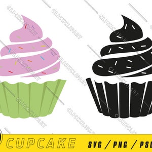 Cupcake SVG | Cupcake PNG | Cupcake Clipart | Cuisson | Boulangerie | Gâteau | Anniversaire | Silhouette Svg | Couper le fichier | Dessin