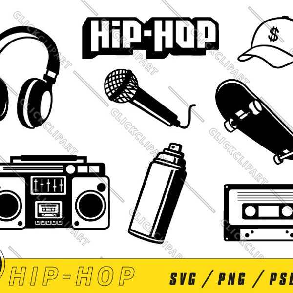 Hip-Hop SVG | Rap SVG | SVG de los años 80 | Vieja escuela | silueta | Paquete Svg | Imágenes Prediseñadas | Cricut Svg | Archivos Svg |