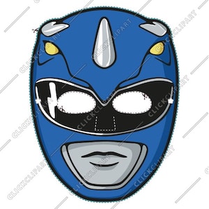 Power Ranger Blue, Birthday Party, Digital Paper Face Mask, SVG, Files ...