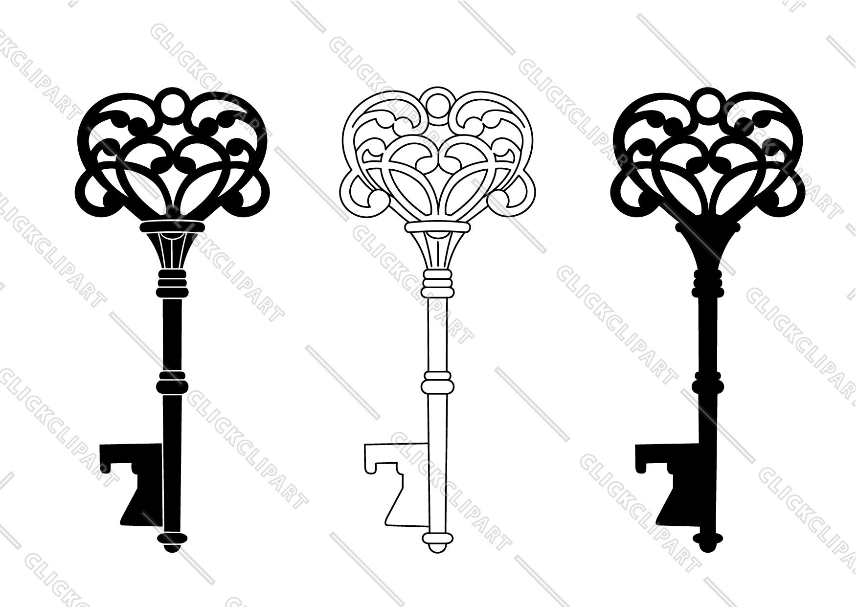 Key SVG Key PNG Key Clipart Vintage Keys Antique Key Vector Files Skeleton Key Silhouette House