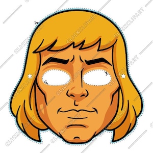 He-man, Masters of the Universe, Festa de aniversário, Máscara facial de papel digital, SVG, arquivos para cricut