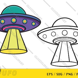 Clipart OVNI | SVG extraterrestre | Espace Png | Sticker OVNI | Invasion extraterrestre | Espace extra-atmosphérique | Logo de bande dessiné