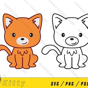 Mignon chaton SVG | Bébé chat SVG | Chat mascotte SVG | Clipart de chat | Dessins Svg de chat | Animaux de compagnie Svg | Svg amoureux