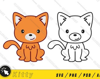 Lindo gatito SVG | Gato bebé SVG | Mascota de gatito SVG | imágenes prediseñadas de gato | Gato Svg Diseños | Svg de animales de compañía