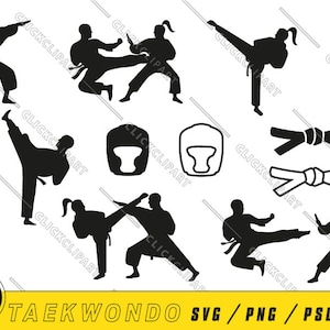 Taekwondo Clipart | Karate SVG | Jiu Jitsu SVG | Vechter SVG | Sport Svg | Wanddecoratie | Svg-bundel | Silhouet Svg | Svg-bestanden