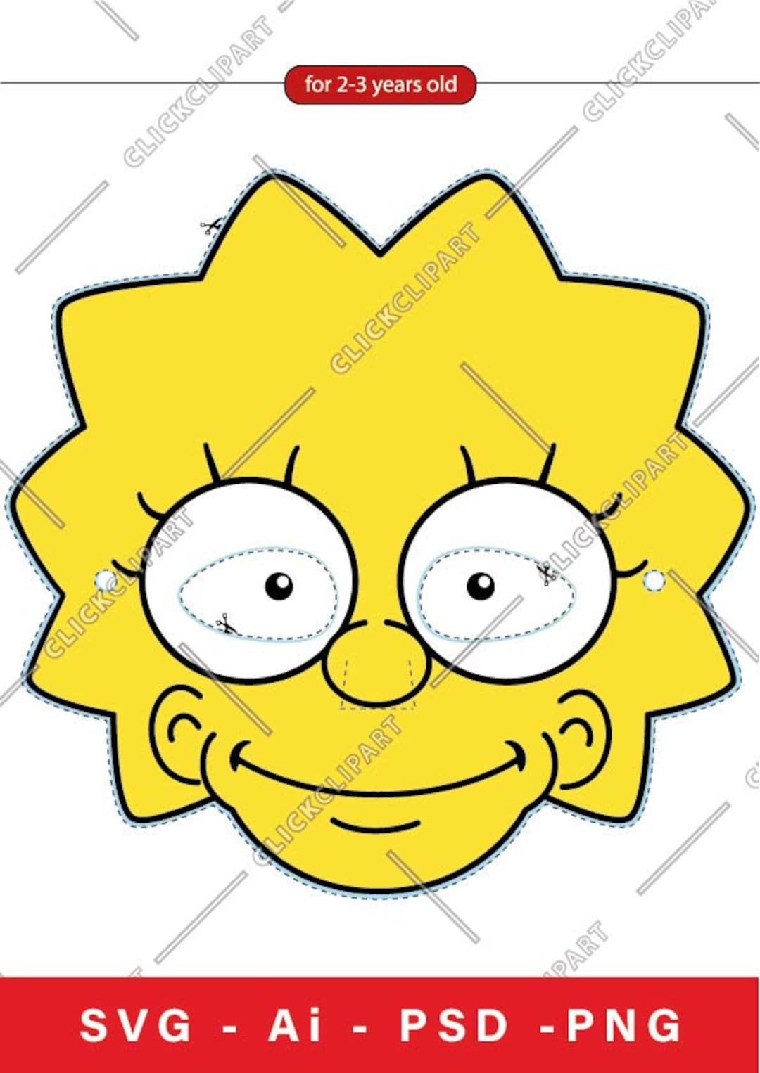 Lisa Simpsons Birthday Party Digital Paper Face Mask SVG - Etsy Canada
