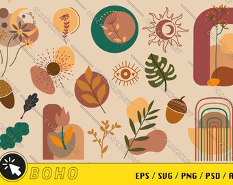 Clipart Boho | Elementi Boho | Boho SVG | Boho PNG | Forme Boho | Stile boho | Pacchetto SVG | Grafica Boho | Riassunto