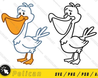 Cute Pelican SVG | Bird SVG | Birds Clipart | Cute Animals | SVG Files | Cut Files | Line Art | Clipart | Wall Art | Svg Files for Cricut