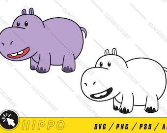 Cute Hippo SVG | Safari Animal Clipart (Digital Download)